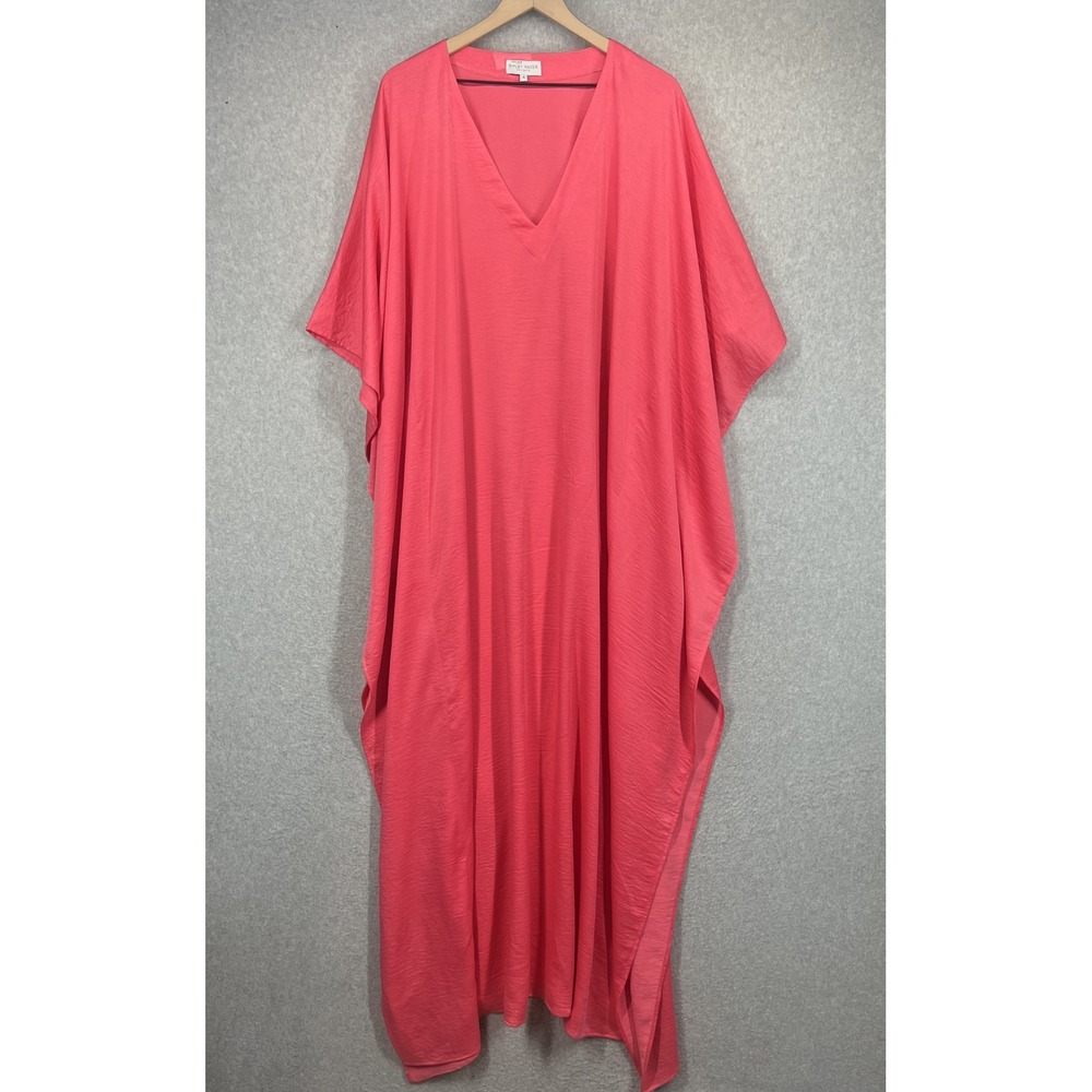 Vince Camuto Coral Pink V-Neck Maxi Caftan Dress